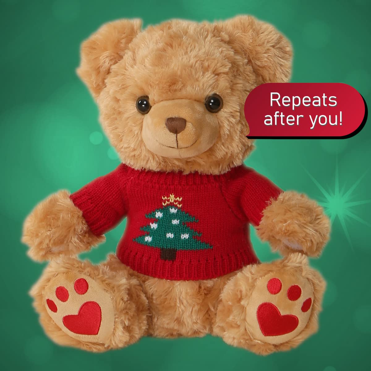 Zillywood 9" Talking Teddy Bear Repeats What You say. Repeating Talking Teddy Bear Gift for her. I Love You Gifts for Valentine's Day, Mother's Day with Removable Plush Heart (Repeating Teddy Bear)