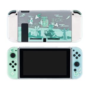 cute genshin impact venti case compatible with nintendo switch, dockable case cover, ergonomic soft tpu grip case for joycon, sparkle skin set