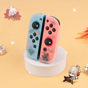 Eamily Cute Genshin Impact Kaedehara Kazuha Case Compatible with Nintendo Switch, Dockable Case Cover, Ergonomic Soft TPU Grip Case for Joycon, Sparkle Skin Set