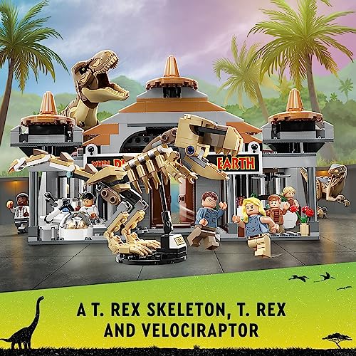 LEGO Jurassic Park Visitor Center: T. rex & Raptor Attack 76961 Buildable Dinosaur Toy; Gift for Teens and Kids Aged 12 and Up, Including a Dino Skeleton Figure, 6 Minifigures and More