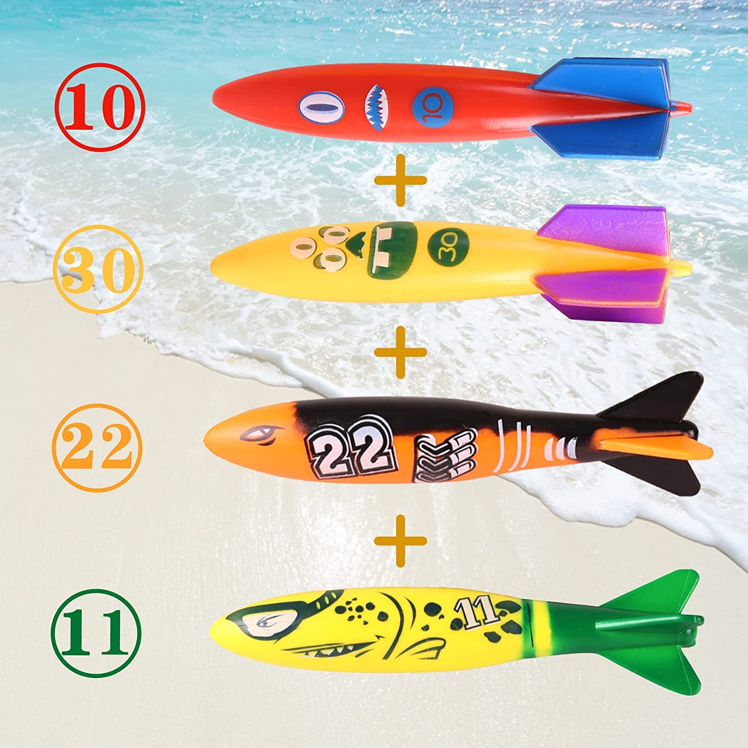 Woplagyreat Summer Pool Diving Swimming Toys for Kids, Fun Swim Games Sinking Set, Underwater Dive Gifts with Storage Bag Include Torpedo Gems Shark Rings Sea Animals for Boys Girls Toddlers 20 Packs