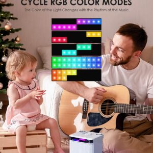 Karaoke Machine with 2 Wireless Microphones, FULLIFE 2024 3000mAh Portable Bluetooth Karaoke Speaker for Adults/Kids, PA System with RGB Light, Echo, Support TF/USB/AUX, Home Karaoke Set for Parties