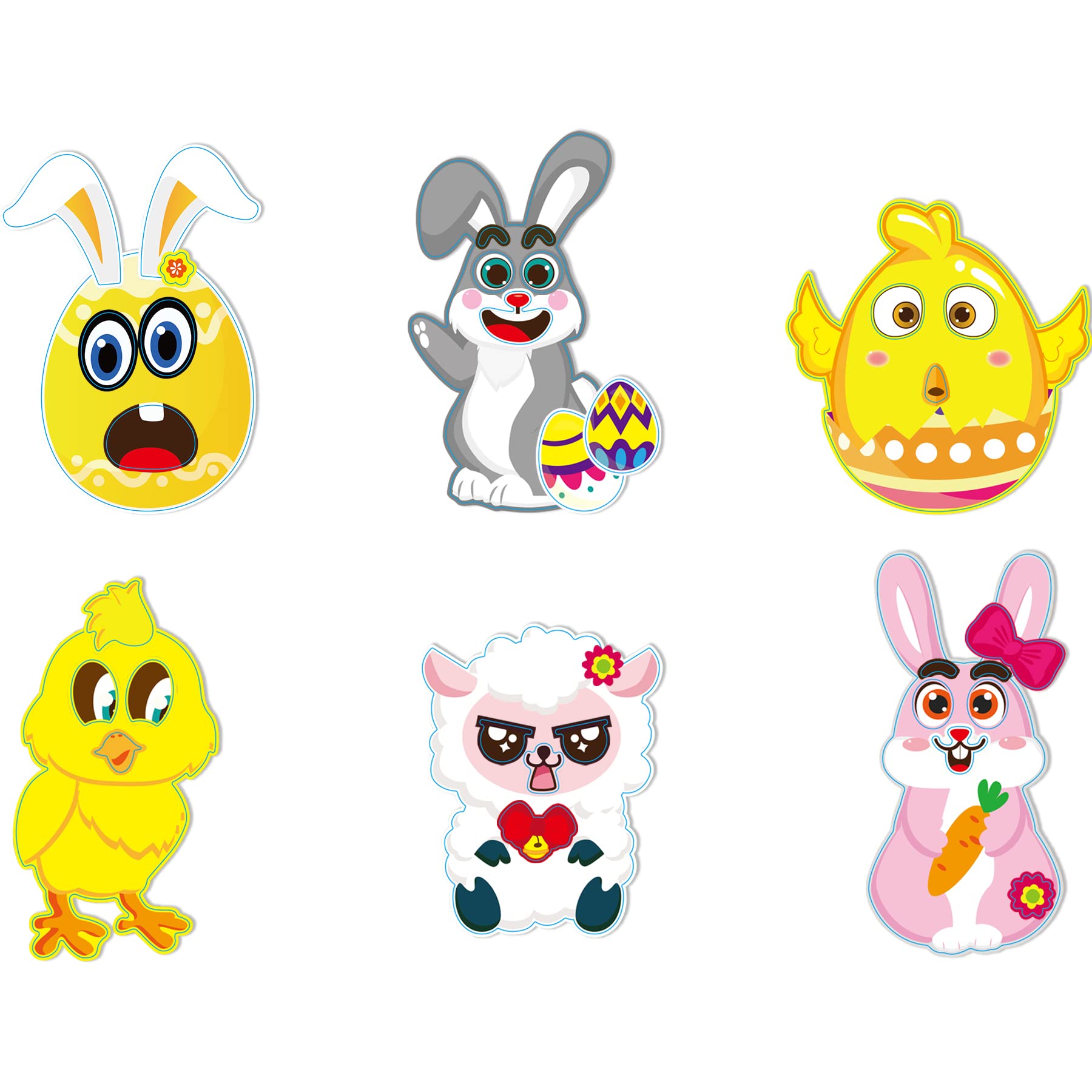 Aitsite 36pcs Easter Animal Stickers with Bunny, Chicken, Lamb Easter Egg Stickers, Kids DIY Easter Art and Craft Stickers for DIY Decorative Painting Stickers (36pcs Cute Rabbit)