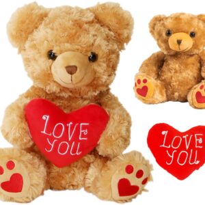 Zillywood 9" Talking Teddy Bear Repeats What You say. Repeating Talking Teddy Bear Gift for her. I Love You Gifts for Valentine's Day, Mother's Day with Removable Plush Heart (Repeating Teddy Bear)