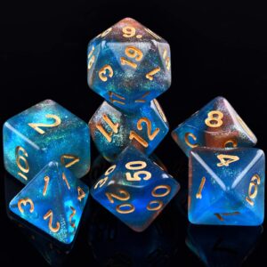 Amiven DND RPG Dice Sets 20 x 7 Polyhedral Glitter Dice (140 Pieces) for Dungeons and Dragons Tabletop Role-Playing Games, with a Large Bag