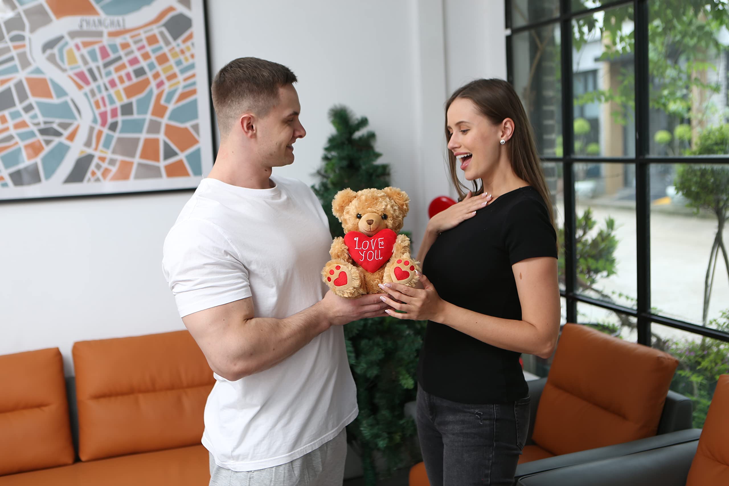 Zillywood 9" Talking Teddy Bear Repeats What You say. Repeating Talking Teddy Bear Gift for her. I Love You Gifts for Valentine's Day, Mother's Day with Removable Plush Heart (Repeating Teddy Bear)