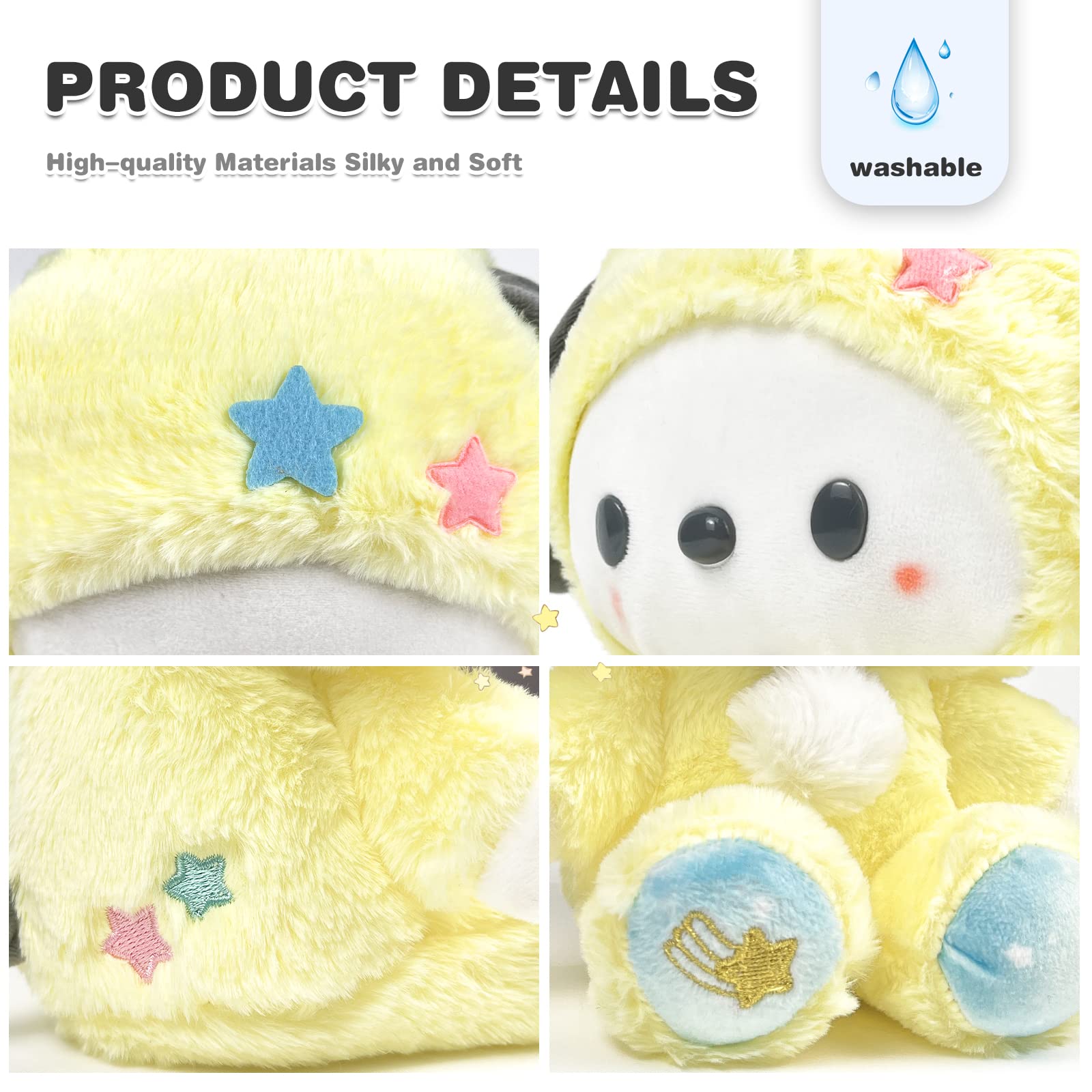 Wetacmof 8in Kawaii Cute Plush Soft Yellow Dog Cute Cartoon Stuffed Animals Toy Doll Gift for Kids and Fans