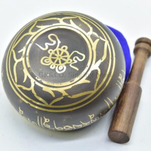 3.75" Tibetan Meditation Yoga Singing Bowl Black Set with free Wooden Mallet and Silk Cushion from Nepal, Singing bowls.