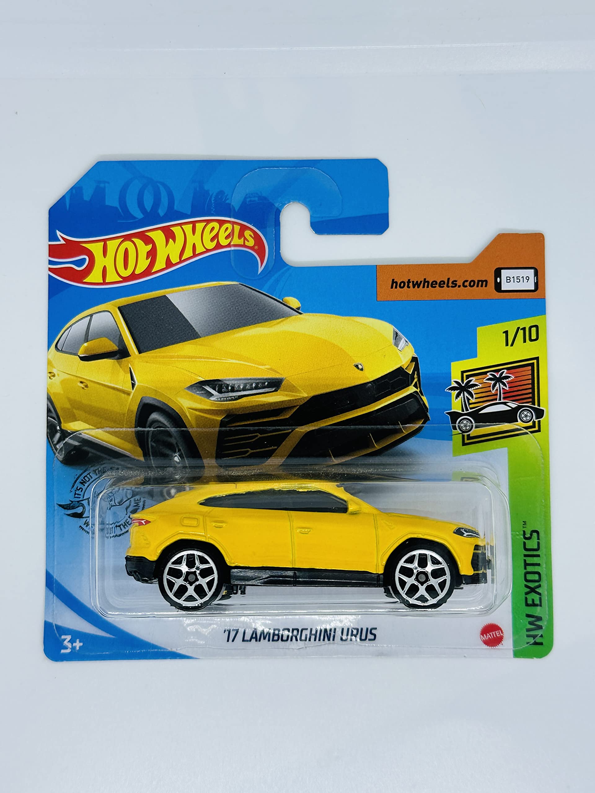 Hot Wheels - '17 Lamborghini Urus - Yellow - HW Exotics 1/10 - Rare Short Card