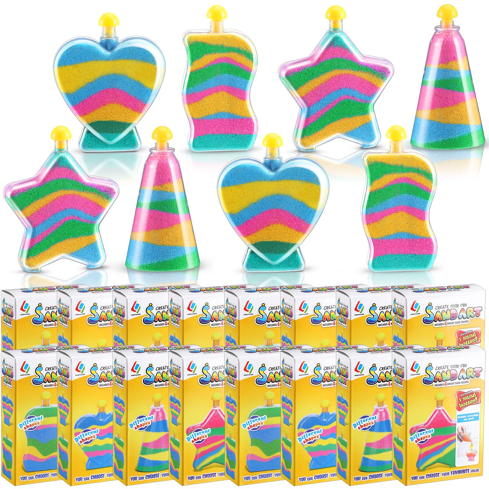 Deekin Sand Art Kits for Kids Create Your Own Clear Sand Art Bottles with Funnels and Sticks, DIY Colored Sand Arts and Crafts for Boys Girls(24 Sets)