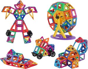 yuhytop large magnetic tiles, upgrade 85pcs magnetic building block, strong magnet, magnetic tiles for boys & girls ferris wheel rocket castle building for boys girls kids toddlers