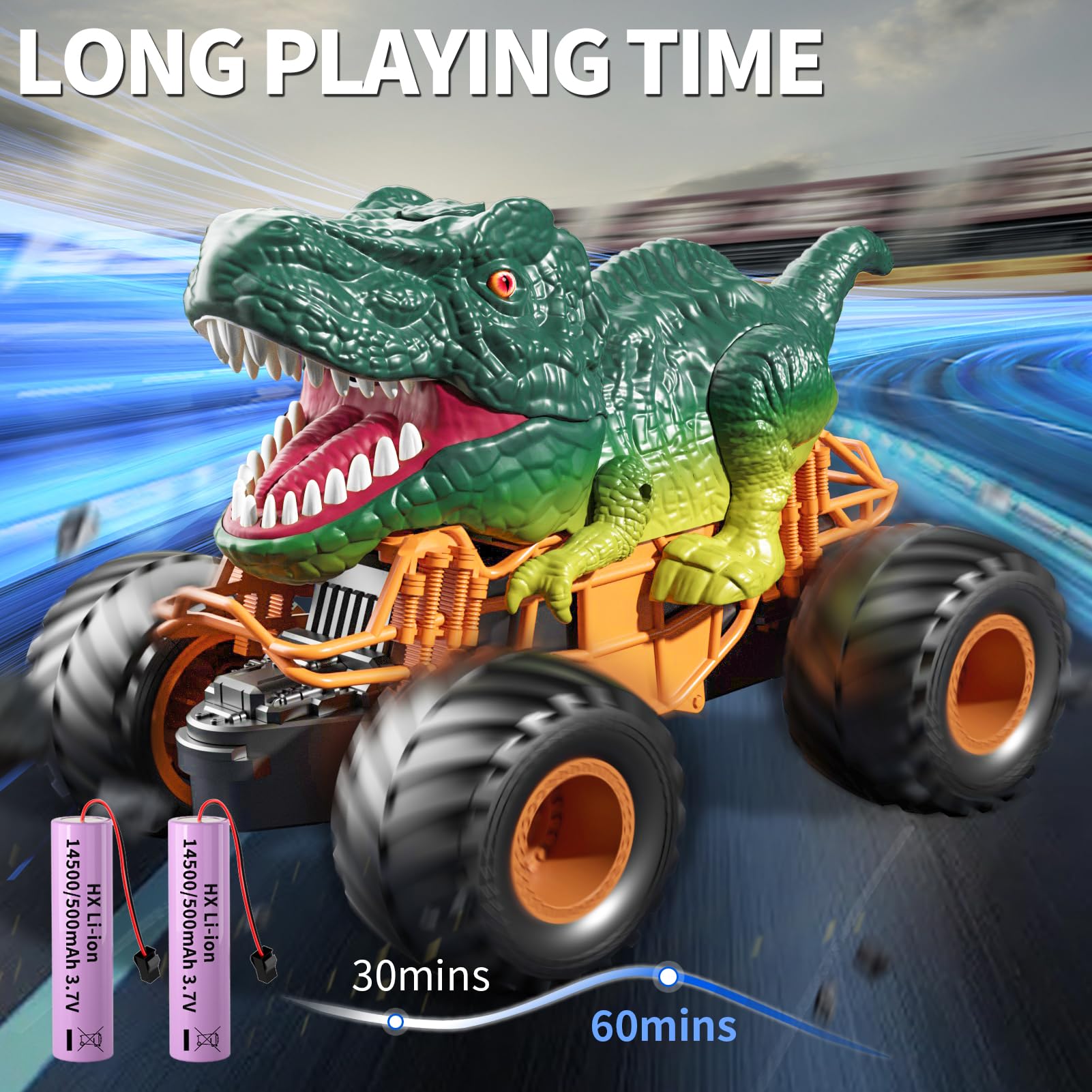 Bennol Remote Control Dinosaur Car Toys for Kids Boys 3-5 4-7, 2.4GHz RC Dino Car Toys with Light, Sound & Spray, Indoor Outdoor All Terrain Electric RC Car Toys Gifts for 3 4 5 8 10 12 Boys Kids