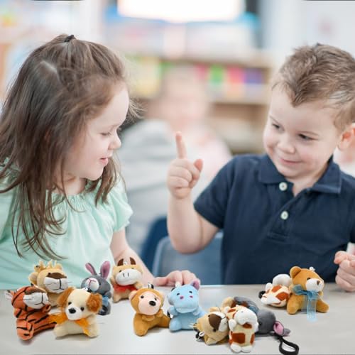 DINESIL 24 Pack Mini Plush Animals Toys, Small Stuffed Animal Plush Keychain for Goodie Bag Fillers, Easter Basket Stuffers, Easter Party Favors, Classroom Prizes