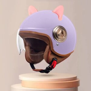 adult cat ear vintage open face helmet,retro style electric motorcycle half helmet with sun visor,mens kids womens summer cute scooter vespa electric motorcycles helmets,dot approved