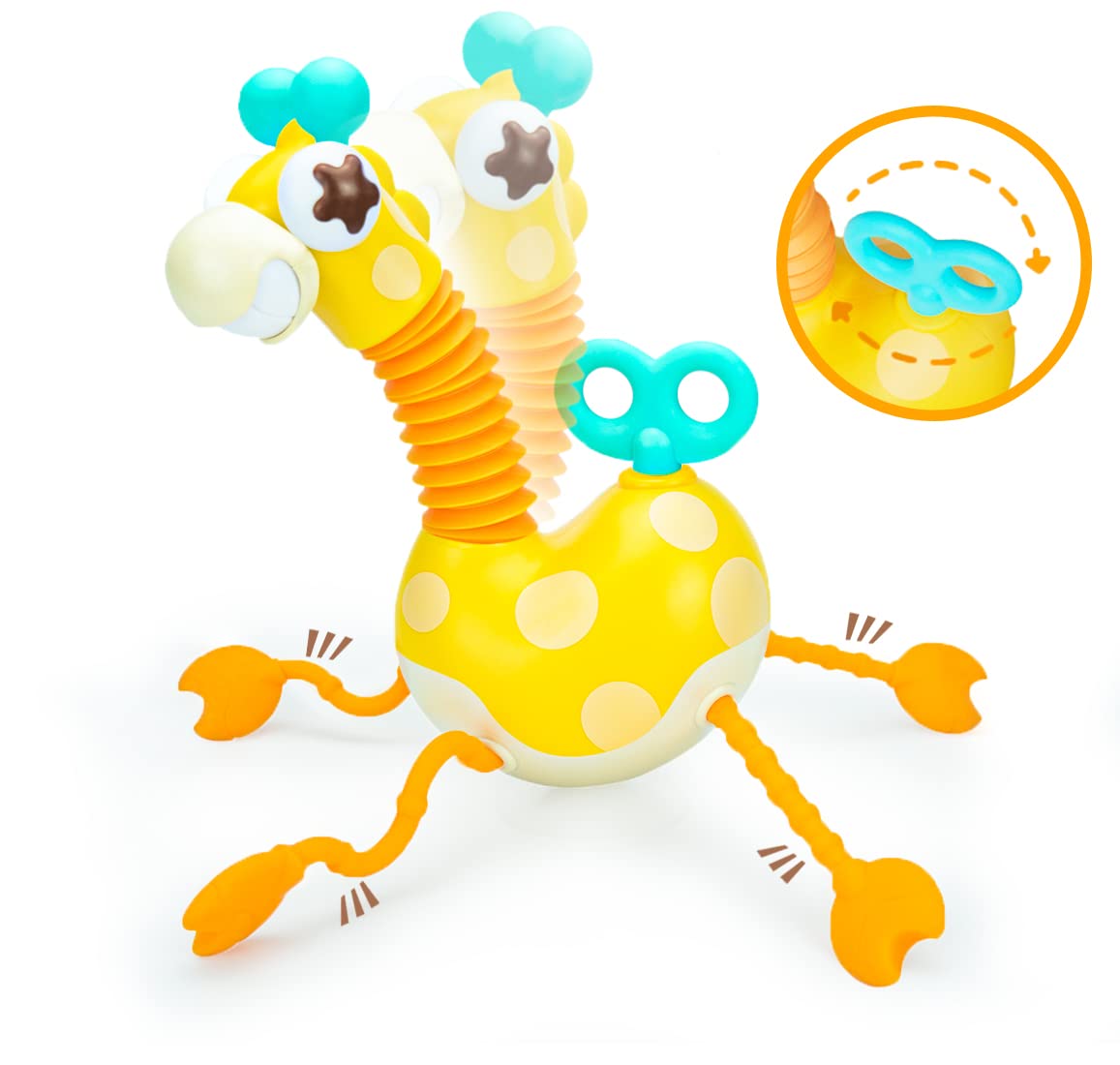 CCYYZZ Montessori Toy for 12-36 Months Toddlers, Baby Sensory Toy for 1 Year Old Babies, Giraffe Pop Tubes, Food Grade Silicone Pull Strings Activity Toys, Gifts for Boys and Girls