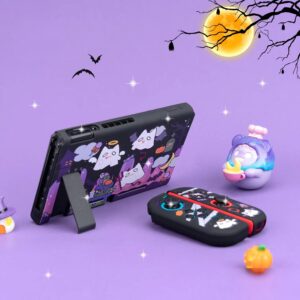 Eamily Cute Ghost Case Compatible with Nintendo Switch, Dockable Case Cover, Ergonomic Soft TPU Grip Case for Joycon, Sparkle Skin Set