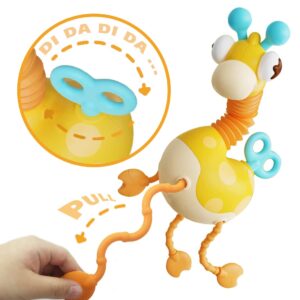 CCYYZZ Montessori Toy for 12-36 Months Toddlers, Baby Sensory Toy for 1 Year Old Babies, Giraffe Pop Tubes, Food Grade Silicone Pull Strings Activity Toys, Gifts for Boys and Girls