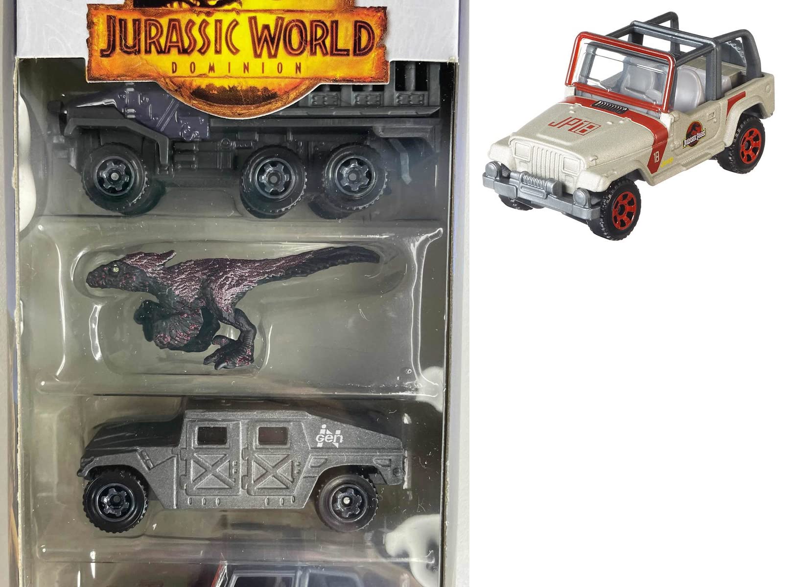 Terra Adventure Jurassic World 8 Cars Bundled with Dominion Vehicle 5-Pack Travel Squad with Mini Dinosaur Figure Velociraptor + Total Terrain Dino 5-Pack Land Sea collection & T-Rex Stickers 3-items