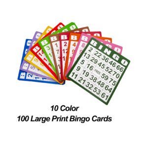 JUNWRROW Deluxe Bingo Set- Includes 1000 Colorful Chips with a Bag,100 Mixed Cards,75 Calling Balls with a Bag, 6 Inch Rotary Bingo Cage& Bingo Master Board,Bingo Storage Bag -Ideal for Large Groups