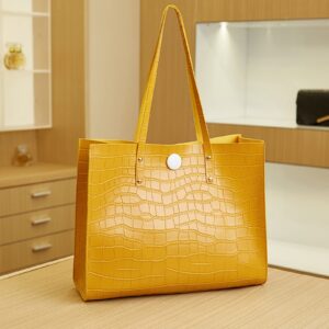 RUIVE Fashion Women Artificial Leather Solid Color Stone Pattern Phone Bag Shoulder Bag Hand Bag Tote Bag (Yellow, One Size)