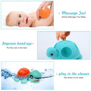 ROHSCE 12 Pcs Montessori Toys for Babies 3 Months, Crawling Toys for Babies 6-12 Months, Sensory Turtle Toy with Sensory Balls Set