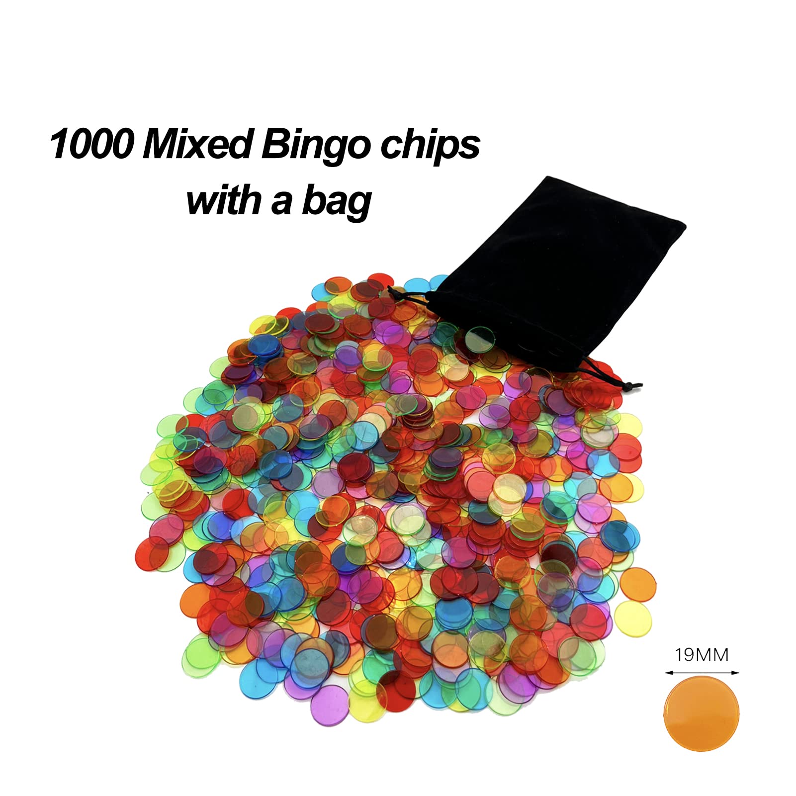 JUNWRROW Deluxe Bingo Set- Includes 1000 Colorful Chips with a Bag,100 Mixed Cards,75 Calling Balls with a Bag, 6 Inch Rotary Bingo Cage& Bingo Master Board,Bingo Storage Bag -Ideal for Large Groups