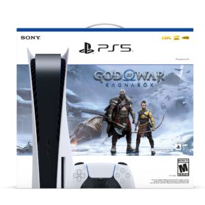 Play-Station 5 PS-5 Disc Version Gaming Console God of War Ragnarok Bundle with 4K UHD Blu-ray Player + 1 Controller - up to 120fps for Compatible Games, Support for 120Hz Output on 4K Displays