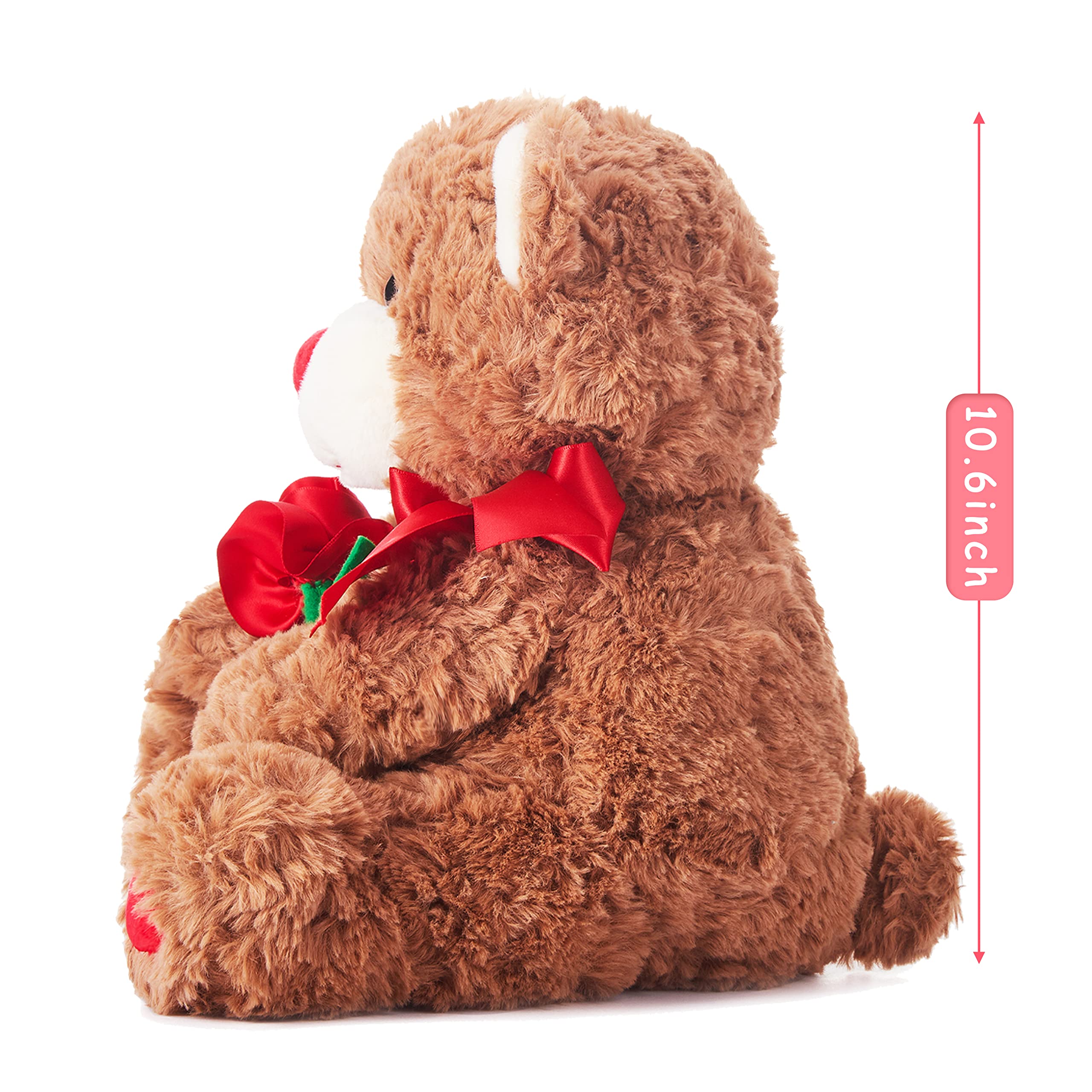 IKASA Bear Stuffed Animal Love Plush Toy with Bow for Valentine Day,Cute 10.6" Soft Plushie Small Toy,Valentine’s Day Gifts for Girlfriend (Bear)