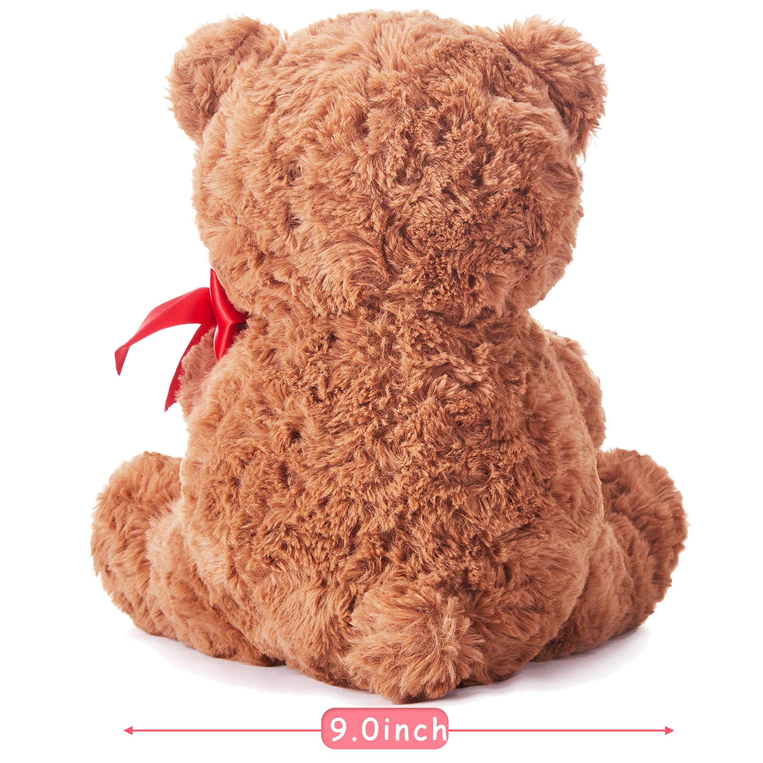 IKASA Bear Stuffed Animal Love Plush Toy with Bow for Valentine Day,Cute 10.6" Soft Plushie Small Toy,Valentine’s Day Gifts for Girlfriend (Bear)