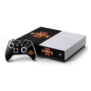 skinit decal gaming skin compatible with xbox one s all-digital edition bundle - officially licensed college iowa state black design