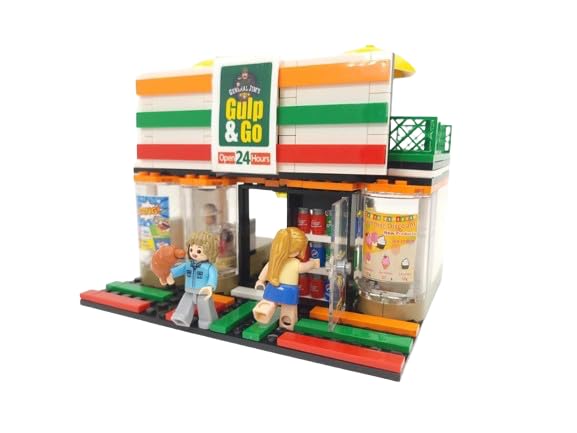 General Jim's 'Gulp & Go' Modular Convenience Store & Gas Station Building Blocks Set - 320 Piece Creator Street Bricks Kit