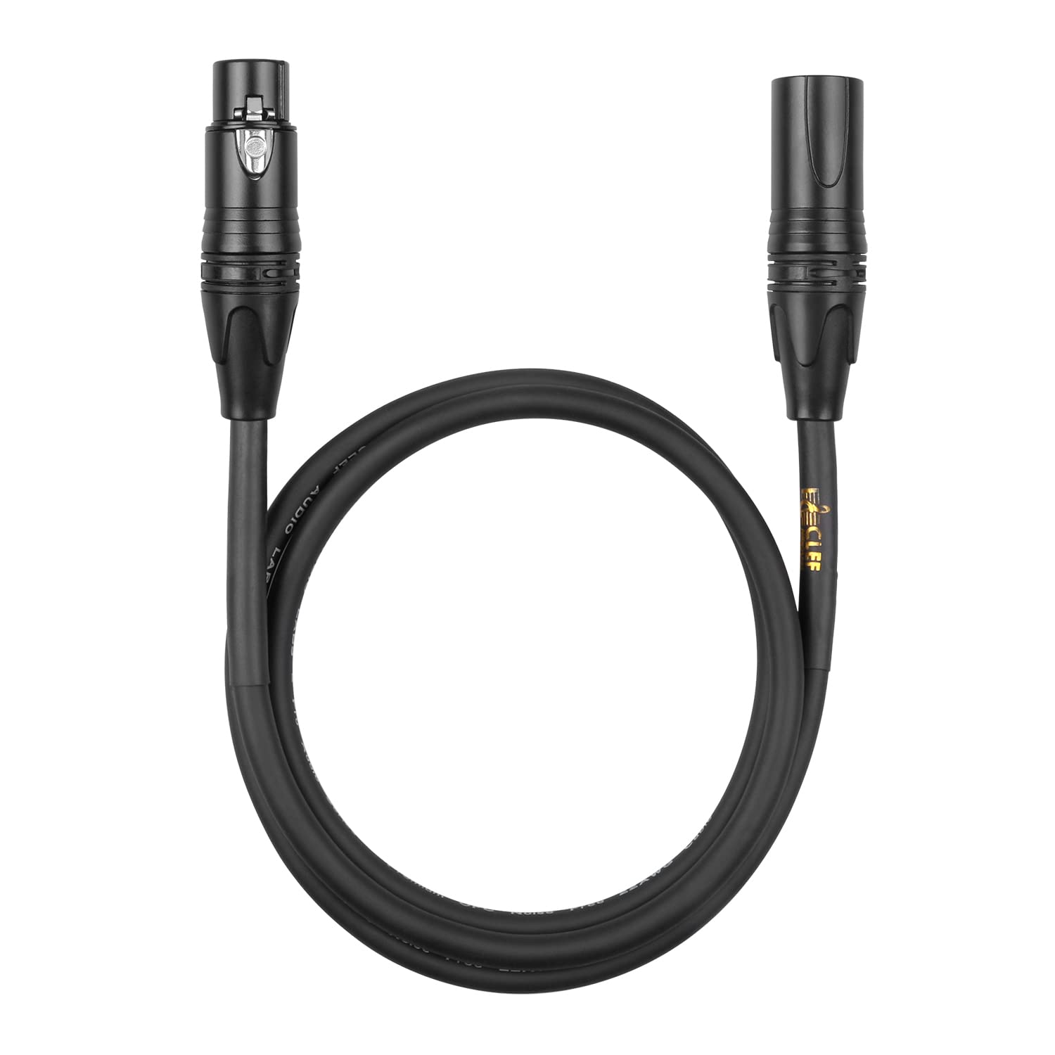 Clef Audio Labs XLR Cable, 3 Feet [5-Pack] Male to Female Connections for Microphone and Audio Interface, Black PVC Jacket, Zinc Alloy Shell, Gold Plated 3-Pin Connectors