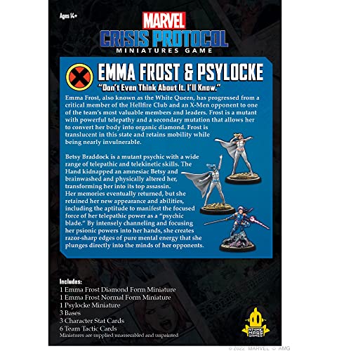 Atomic Mass Games Marvel: Crisis Protocol Emma Frost and Psylocke Character Pack - Psychic Mutants Unleashed! Tabletop Superhero Game, Ages 14+, 2 Players, 90 Minute Playtime, Made