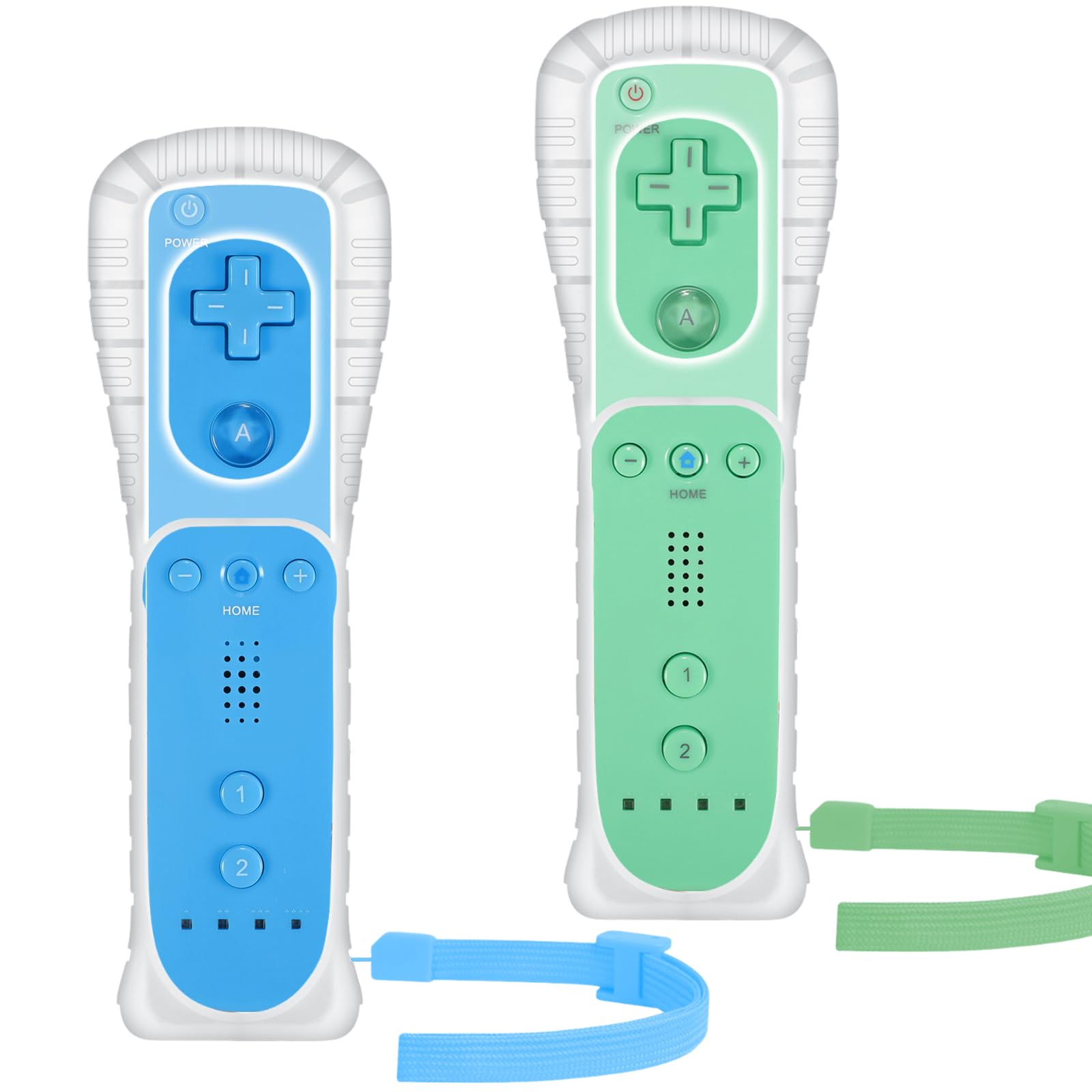 Yosikr Wii Controller 2 Pack, Wii Remote Controller with Silicone Case and Wrist Strap Compatible for Wii/Wii U (Blue and Green)