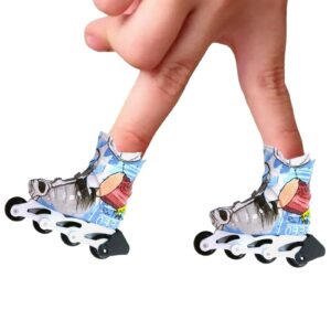 Littryee Mini Skateboard Shoes Toy, Mini Roller Skates Finger Toy, Finger Skateboards Toys, Tiny Finger Skates Shoes Toys, Funny Finger Sports Novelty Toy Gifts for Kids Boys Girls