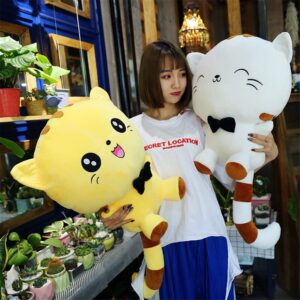 GPPSUNGD Cute Cat Plush Toy Soft Cat Stuffed Animals Pillow Birthday Gifts for Kids (White A, 9.1 Inch)