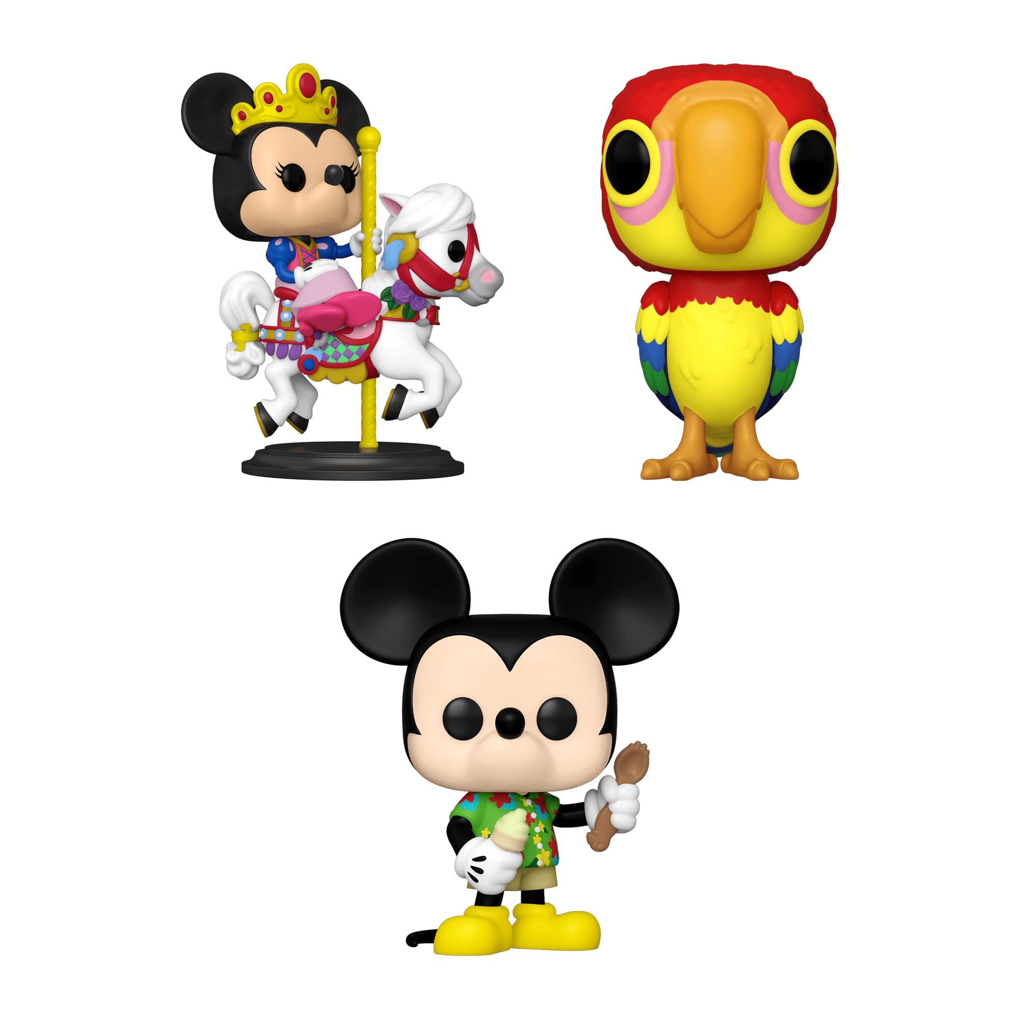 Funko Pop! Walt Disney World 50th Anniversary - Set of 3 - Aloha Mickey, Minnie Carousel and Parrot Jose