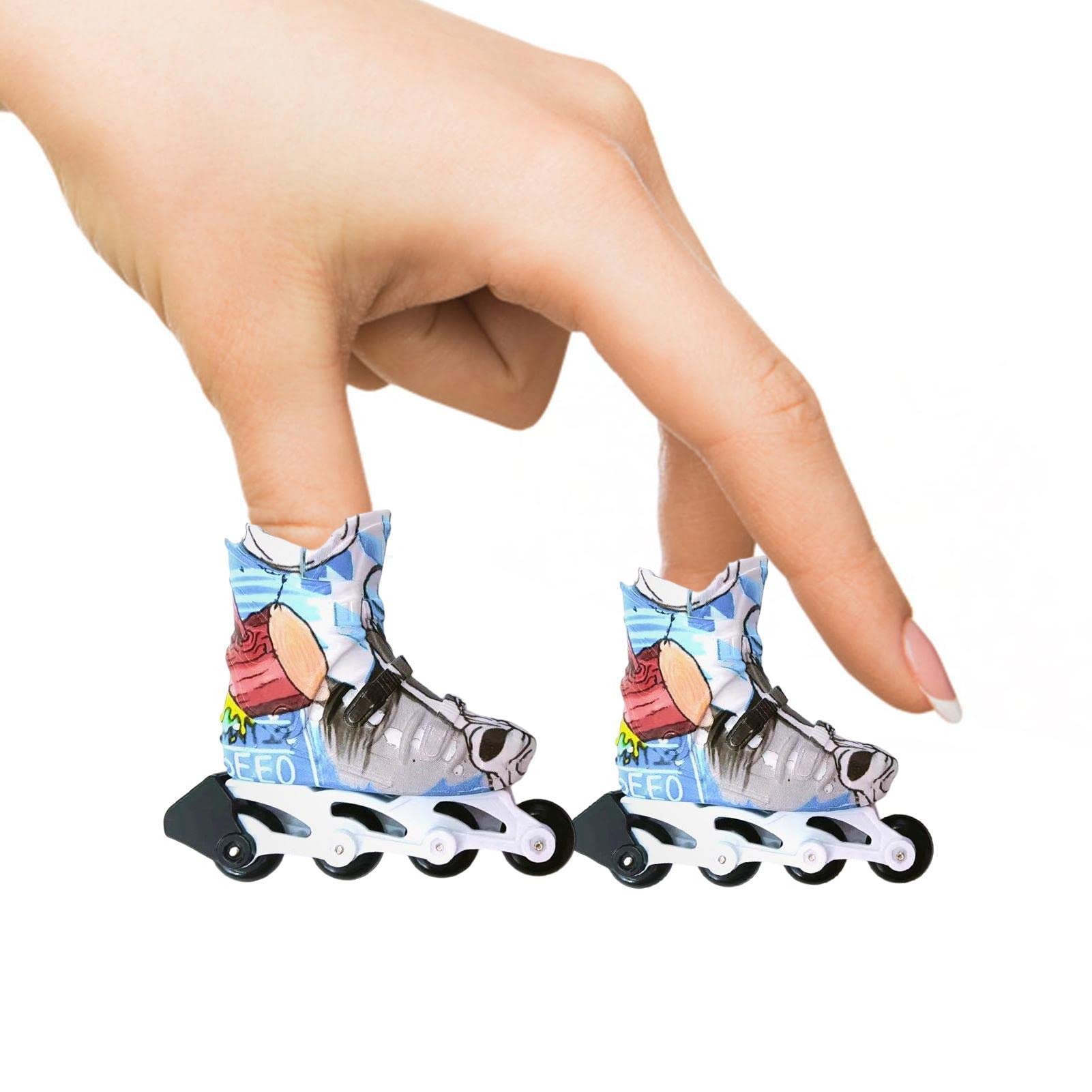 Littryee Mini Skateboard Shoes Toy, Mini Roller Skates Finger Toy, Finger Skateboards Toys, Tiny Finger Skates Shoes Toys, Funny Finger Sports Novelty Toy Gifts for Kids Boys Girls