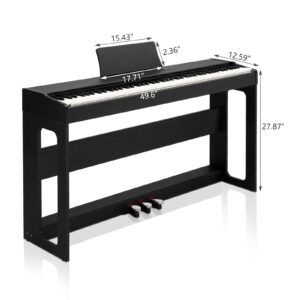 Ktaxon Digital Piano 88-Key Weighted Action Electric Piano with 3-Pedal Unit, Double Bluetooth, Split/Touch/Transpose Control Functions(Black)