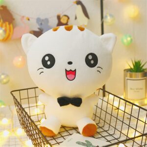 GPPSUNGD Cute Cat Plush Toy Soft Cat Stuffed Animals Pillow Birthday Gifts for Kids (White A, 9.1 Inch)