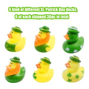 36 Pcs St. Patrick's Day Rubber Ducks Baby Showers Accessories Jeep Ducks Bath Toys for Kids Girls Boys St. Patrick's Day Party Favors Gift Exchange