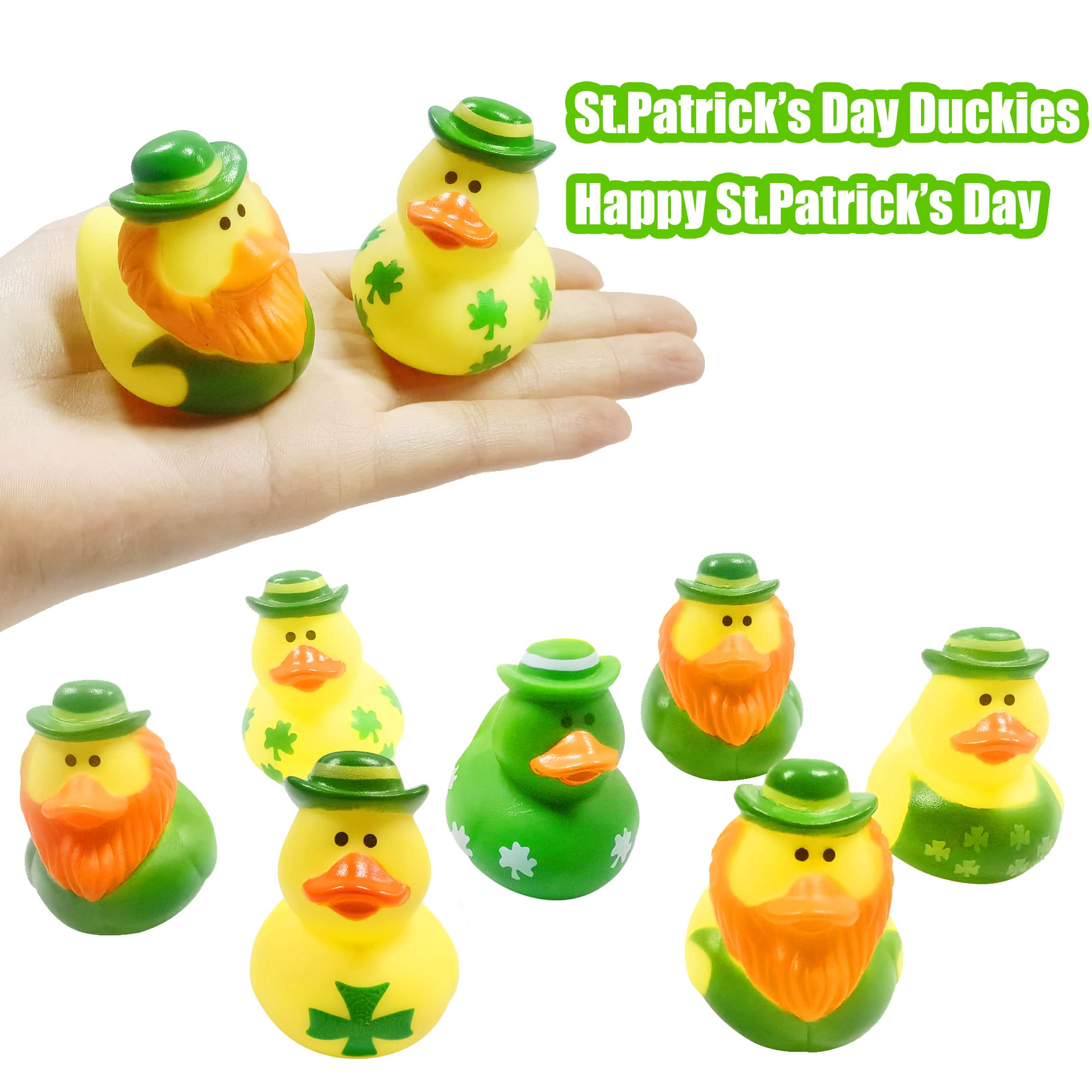 36 Pcs St. Patrick's Day Rubber Ducks Baby Showers Accessories Jeep Ducks Bath Toys for Kids Girls Boys St. Patrick's Day Party Favors Gift Exchange