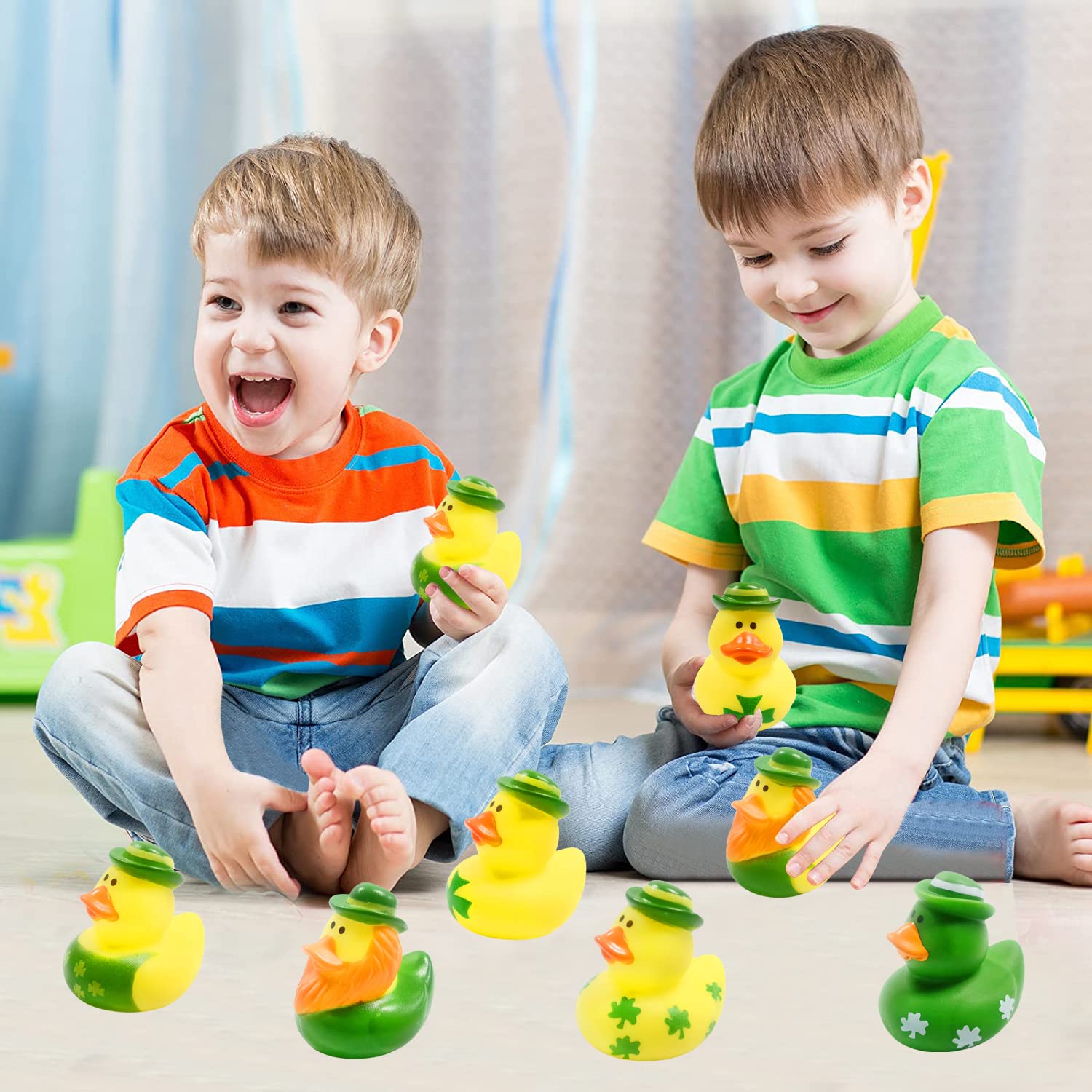 36 Pcs St. Patrick's Day Rubber Ducks Baby Showers Accessories Jeep Ducks Bath Toys for Kids Girls Boys St. Patrick's Day Party Favors Gift Exchange