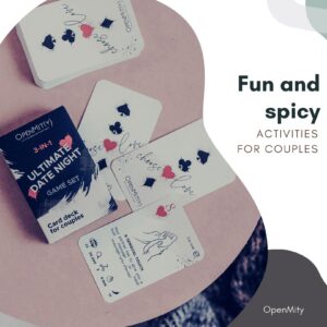 OpenMity 3-in-1 Ultimate Date Night Game Set - Includes 52 Cards - Play 3 Special Card Games - Fun Activity for Couples - Gift for Engagement, Anniversary, Wedding, Valentine’s