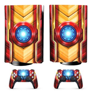 HK Studio Iron Suit Decal Sticker Skin Specific Cover for Both PS5 Disc Edition and Digital Edition - Waterproof, No Bubble, Including 2 Controller Skins and Console Skin