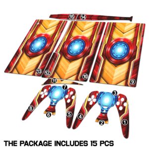 HK Studio Iron Suit Decal Sticker Skin Specific Cover for Both PS5 Disc Edition and Digital Edition - Waterproof, No Bubble, Including 2 Controller Skins and Console Skin