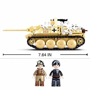 hhohio Hunter Tank Destroyer, Military Brick WW2 Flak Anti-Tank Gun Sets, Army World War 2 Toys Building Block with 3 Soldiers Figures (459 Pieces)