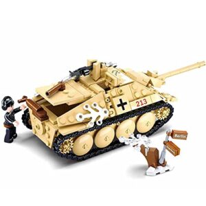 hhohio Hunter Tank Destroyer, Military Brick WW2 Flak Anti-Tank Gun Sets, Army World War 2 Toys Building Block with 3 Soldiers Figures (459 Pieces)