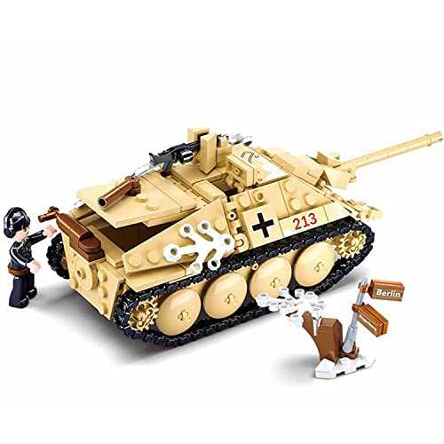 hhohio Hunter Tank Destroyer, Military Brick WW2 Flak Anti-Tank Gun Sets, Army World War 2 Toys Building Block with 3 Soldiers Figures (459 Pieces)