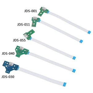 USB Charging Port Socket Power PCB Board with 12Pin 14Pin Connector, Replacement JDS 001 011 030 040 055 14Pin for PS4 Controller Repair Parts (JDS-055)